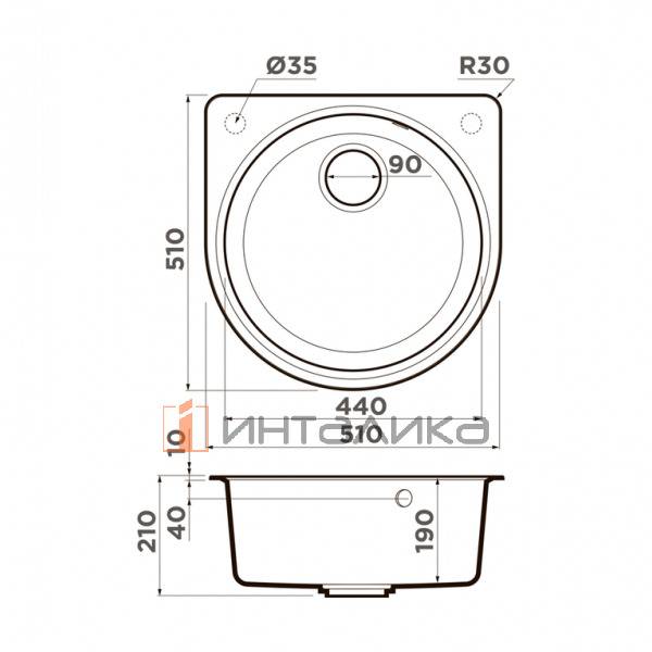 Мойка Omoikiri Akegata 51, Artgranit, 500, накладная, leningrad grey – 2