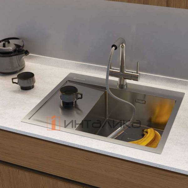 Мойка Omoikiri Akisame 65 R нержавеющая сталь, 450, накладная, вороненая сталь – 3