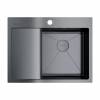 Превью Мойка Omoikiri Akisame 65 R нержавеющая сталь, 450, накладная, вороненая сталь – 1