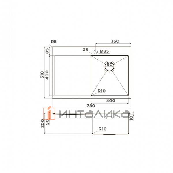 Мойка Omoikiri Akisame 78 L нержавеющая сталь, 450, накладная, нержавеющая сталь – 2