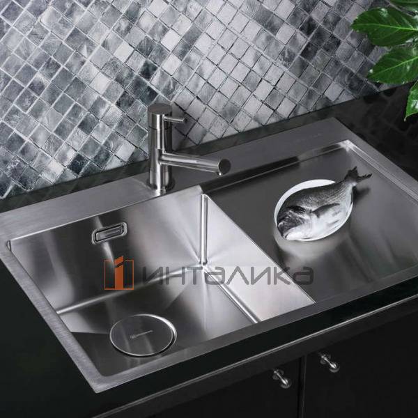 Мойка Omoikiri Akisame 78 R нержавеющая сталь, 450, накладная, вороненая сталь – 4