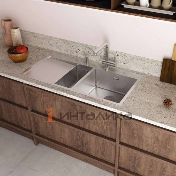 Мойка Omoikiri Akisame 100-2 L нержавеющая сталь, 800, накладная, светлое золото – 3