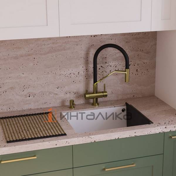 Смеситель Omoikiri AKENO однорычажный, с выводом питьевой воды, с гибким шлангом, светлое золото – 3