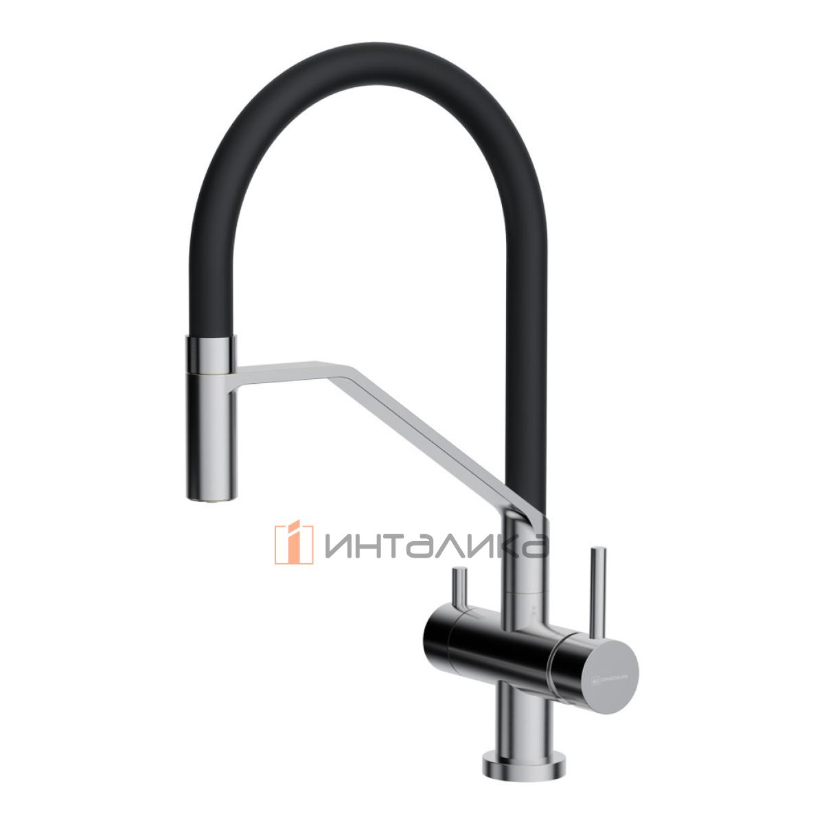 Смеситель Omoikiri AKENO однорычажный, с выводом питьевой воды, с гибким шлангом, нержавеющая сталь