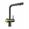 Превью Смеситель Omoikiri HOTARU однорычажный, с выводом для питьевой воды, вороненая сталь | зеленый – 1