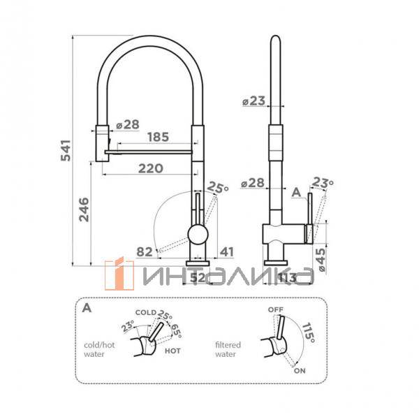 Смеситель Omoikiri KANTO-2 Plus-SB однорычажный, с выводом для питьевой воды, с гибким шлангом, графит – 2