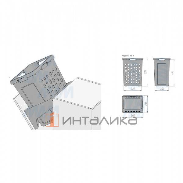 Откидная корзина для белья HAMPER LF45, 1 емкость (48л), белый – 8