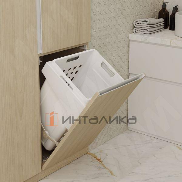 Откидная корзина для белья HAMPER LF45, 1 емкость (48л), белый – 3