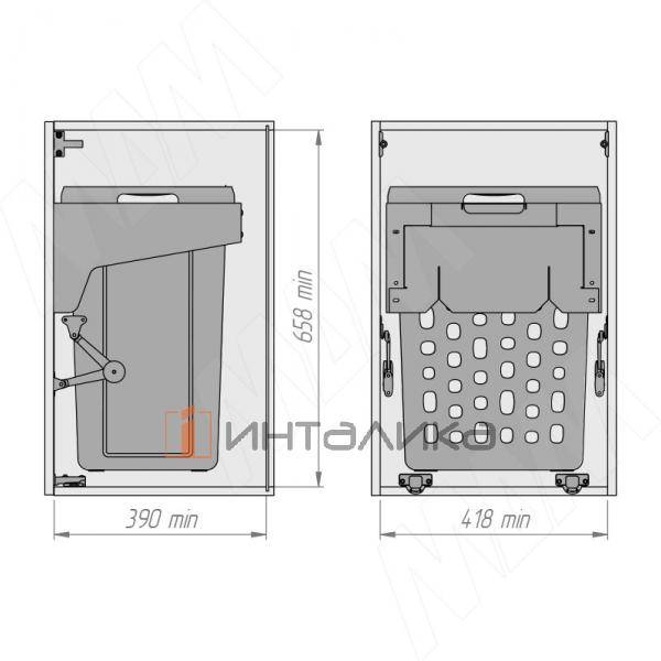 Откидная корзина для белья HAMPER LF45, 1 емкость (48л), белый – 4