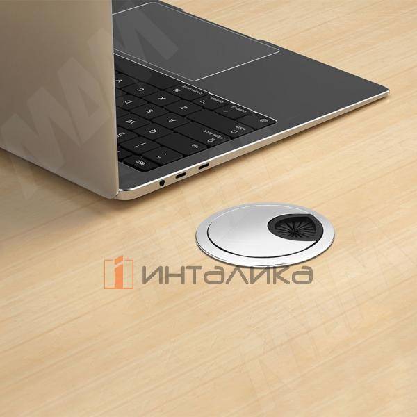 Заглушка кабель-канала, алюминиевая, круглая, d=60 мм, хром матовый – 2