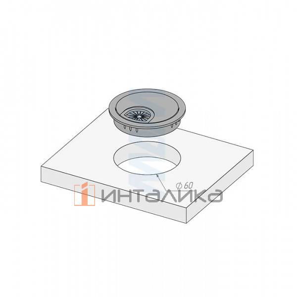 Заглушка кабель-канала, алюминиевая, круглая, d=60 мм, хром матовый – 4