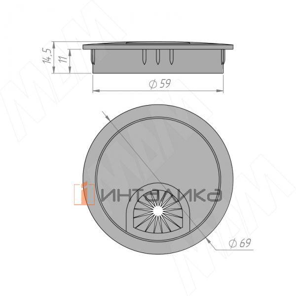 Заглушка кабель-канала, алюминиевая, круглая, d=60 мм, черный – 3