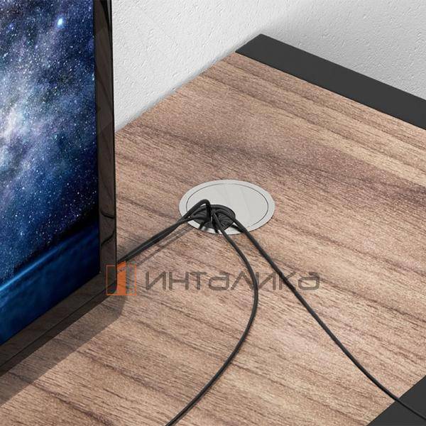 Заглушка кабель-канала, алюминиевая, круглая, d=80 мм, хром матовый – 3