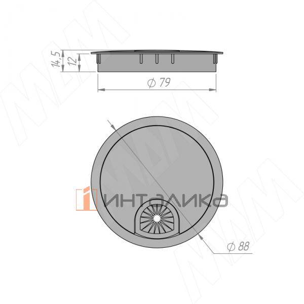 Заглушка кабель-канала, алюминиевая, круглая, d=80 мм, черный – 2