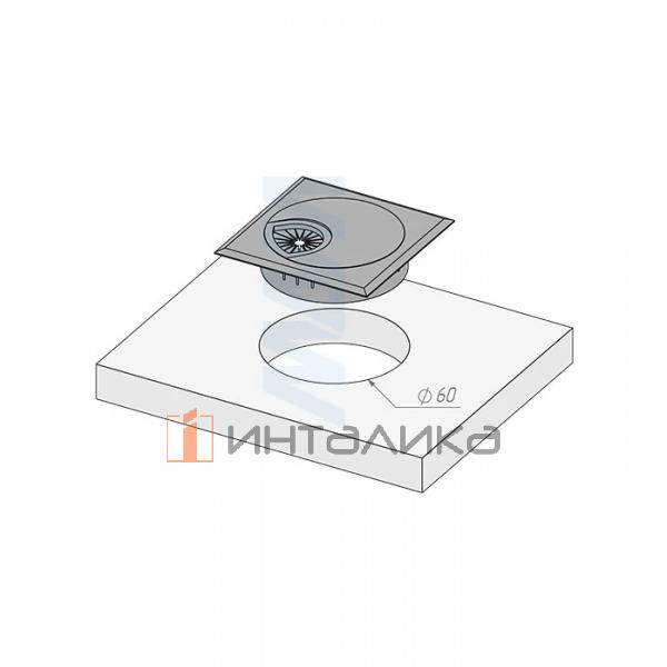 Заглушка кабель-канала, алюминиевая, квадратная, d=60 мм, хром матовый – 4