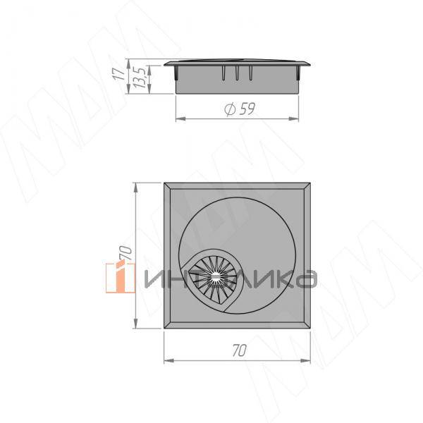 Заглушка кабель-канала, алюминиевая, квадратная, d=60 мм, черный – 3