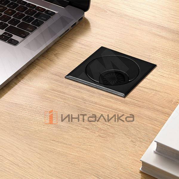 Заглушка кабель-канала, алюминиевая, квадратная, d=60 мм, черный – 2