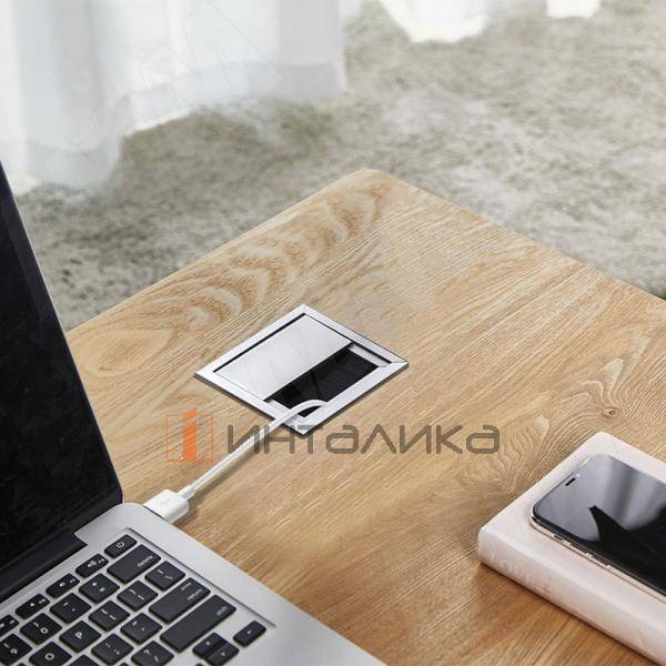 Заглушка кабель-канала, алюминиевая, 80х80 мм, серебро – 3