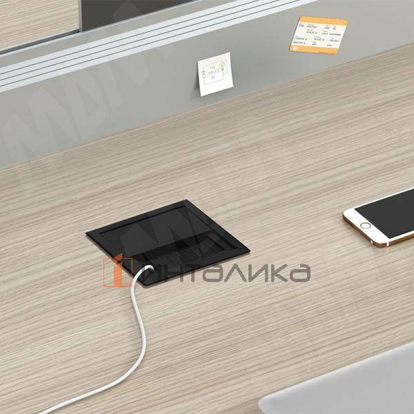 Заглушка кабель-канала, алюминиевая, 80х80 мм, черный – 3