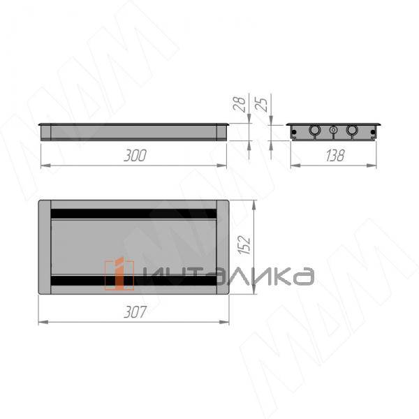 Заглушка кабель-канала, алюминиевая, двойная, 307х152 мм, черный – 4