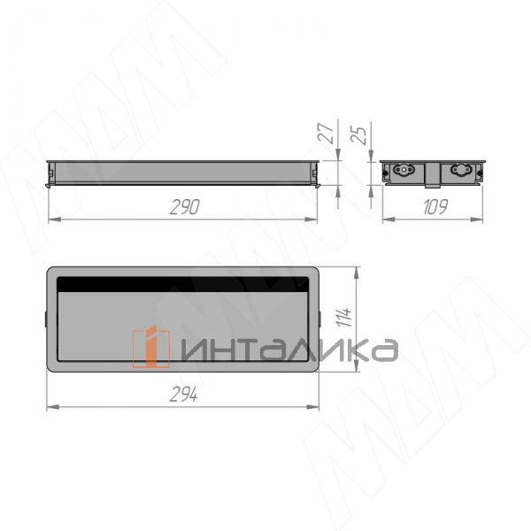 Заглушка кабель-канала, алюминиевая, от нажатия, 294х114 мм, серебро – 3