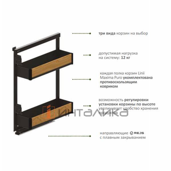 MAXIMA PURO Карго мини 200 боковое правое металл черный матовый/дуб – 3
