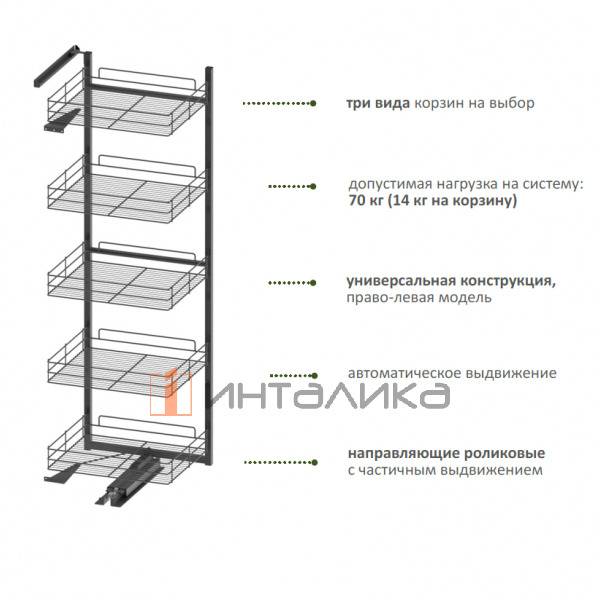 MAXIMA CLASSIC Карго макси  SPACE 600, 5 уровней, H1700, универсальный, хром – 3