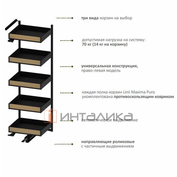 MAXIMA PURO Карго макси SPACE 450, 5 уровней, H1700, универсальный, черный матовый / дуб – 3