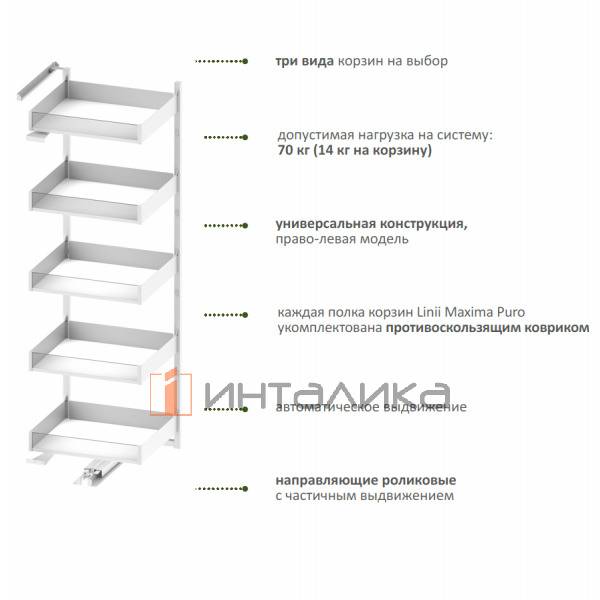 MAXIMA PURO Карго макси SPACE 450, 5 уровней, H1700, универсальный, белый матовый / прозрачное стекло – 3