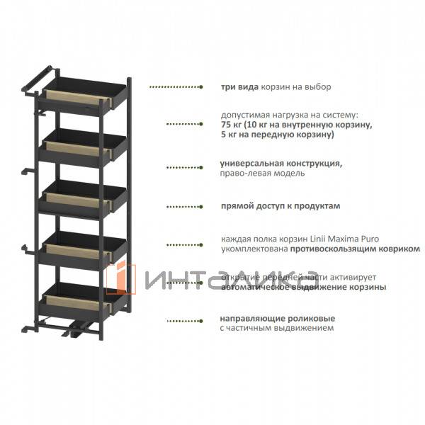 MAXIMA PURO Карго макси SPACE DUO 450, 5 уровней, H1700, универсальный, черный матовый / дуб – 3