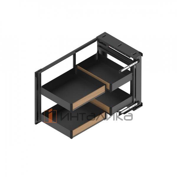 Магический угол REJS Space Puro 900-1000 для распашного фасада 450-550, черный матовый/дуб – 3