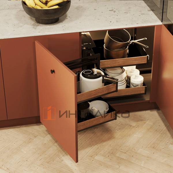 Магический угол REJS Space Puro 900-1000 для распашного фасада 450-550, белый матовый/прозрачный – 2