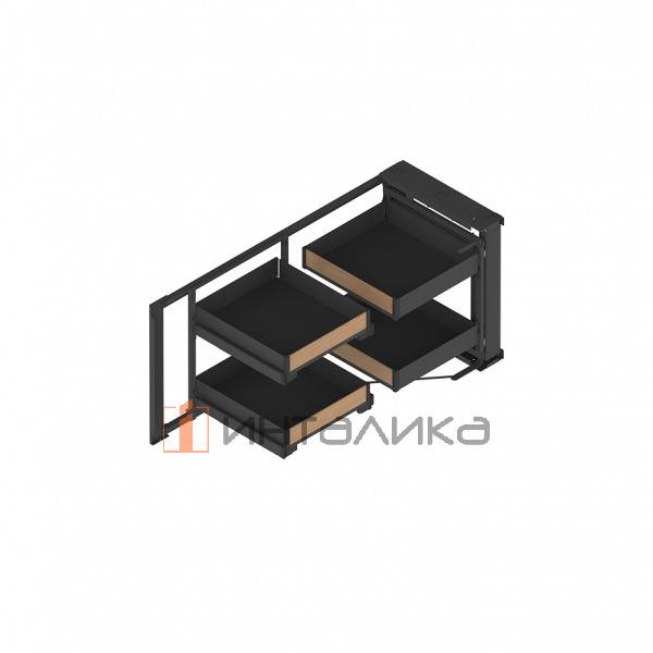 Магический угол REJS Space Plus Puro 1100-1200 (фасад 600), универсальный, черный матовый/дуб – 2