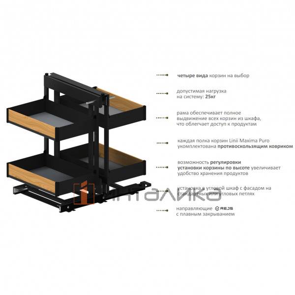 Магический угол REJS Comfort Maxima Puro 1200 правый, черный матовый / дуб – 3