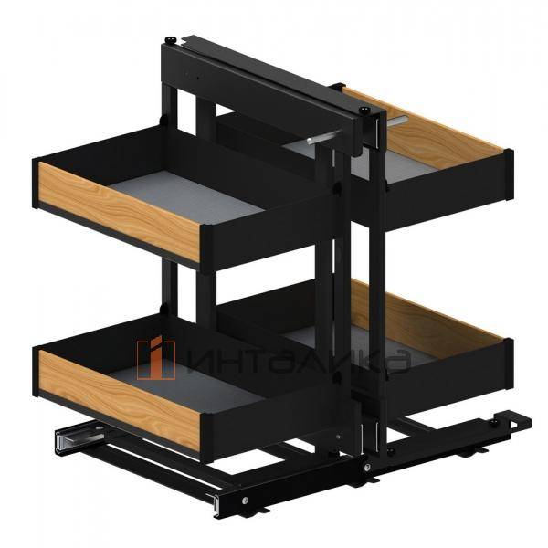 Магический угол REJS Comfort Maxima Puro 1200 правый, черный матовый / дуб – 2