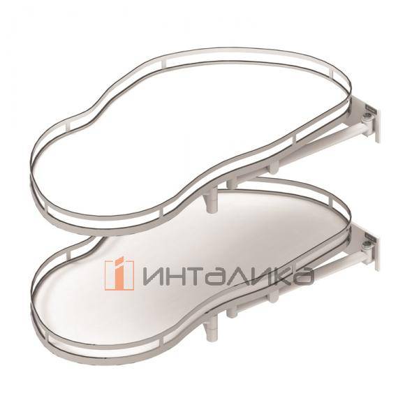 Магический угол REJS Optima Ergo 1000 (фасад 600) левый, плоский борт, хром / белый – 2