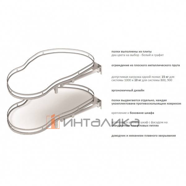 Магический угол REJS Optima Ergo 900 (фасад 500) правый, плоский борт, хром / белый – 3