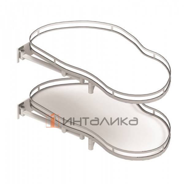 Магический угол REJS Optima Ergo 900 (фасад 500) правый, плоский борт, хром / белый – 2