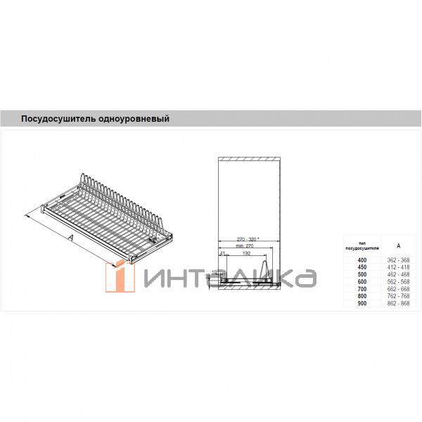 Одноуровневый посудосушитель REJS, в корпус 800, хром – 4