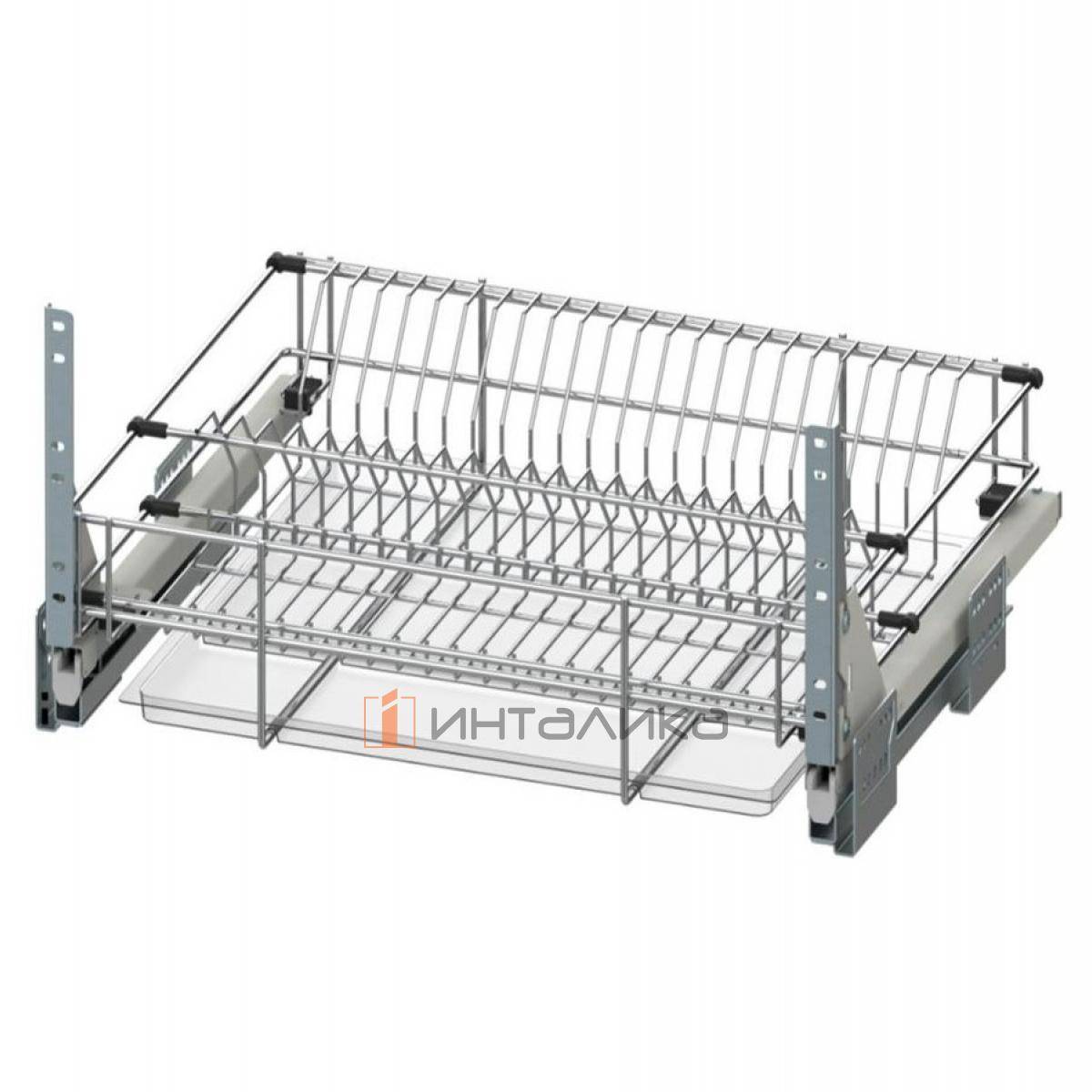 Корзина для посуды Rejs Variant Multi в нижний шкаф 800 с прозрачным поддоном без направляющих, хром