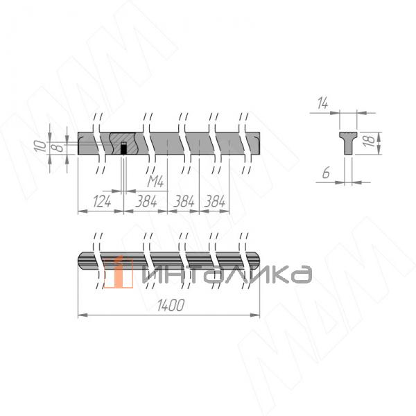 Профиль-ручка 1152мм (L=1400мм) золото матовое (краска) – 3