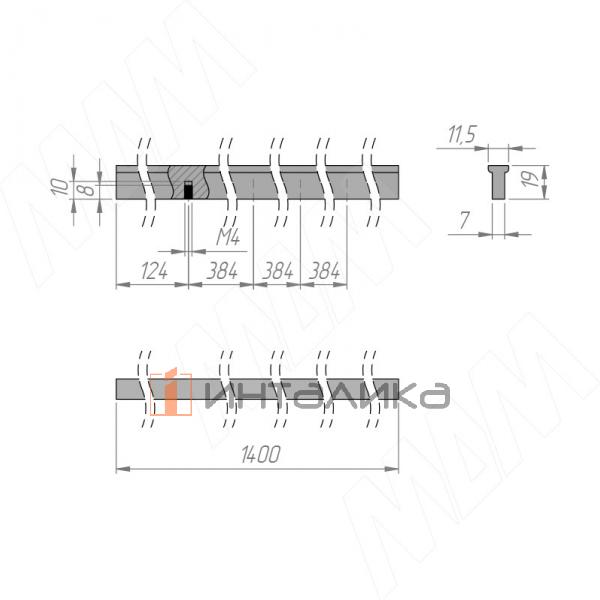 Профиль-ручка 1152мм (L=1400мм) черный матовый (краска RAL9005) – 3