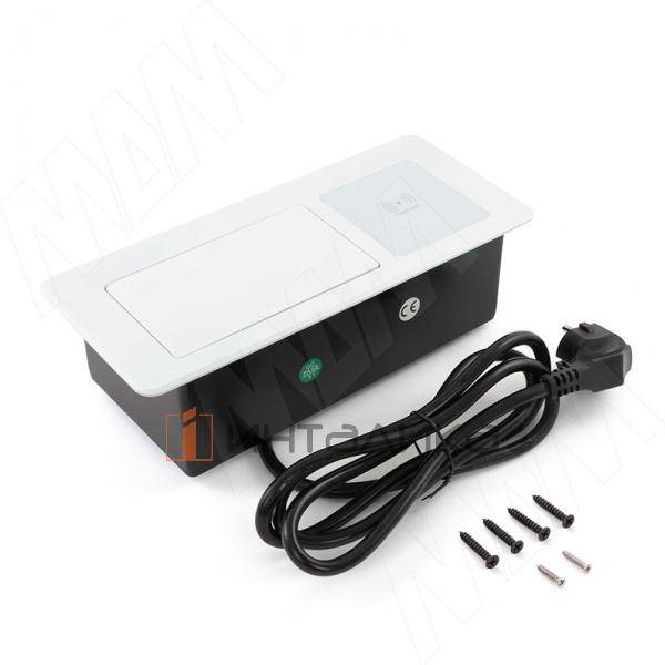 Выдвижной блок розеток, 265*118 мм, 2 розетки, 1 USB, 1 USB Type-C, быстрая зарядка, беспроводная зарядка, белый – 2