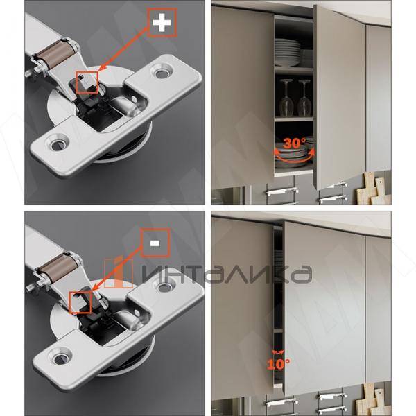 Петля с амортизатором вкладная (90/94), для плиты 19-35 мм, стандартная, титаниум – 4