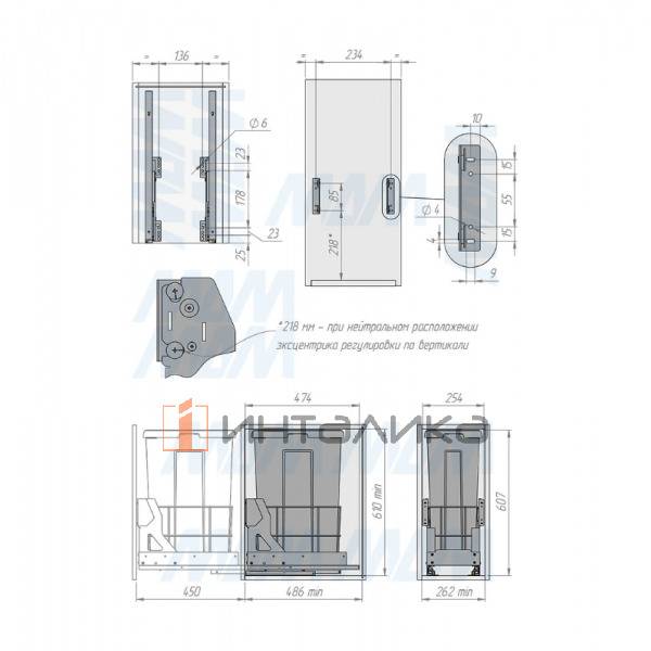 MOVEBOX F30 Система сортировки и хранения, платформа, 1 емкость (1x35), креп. фасада, полн.выдв., плавн.закр., графит – 10