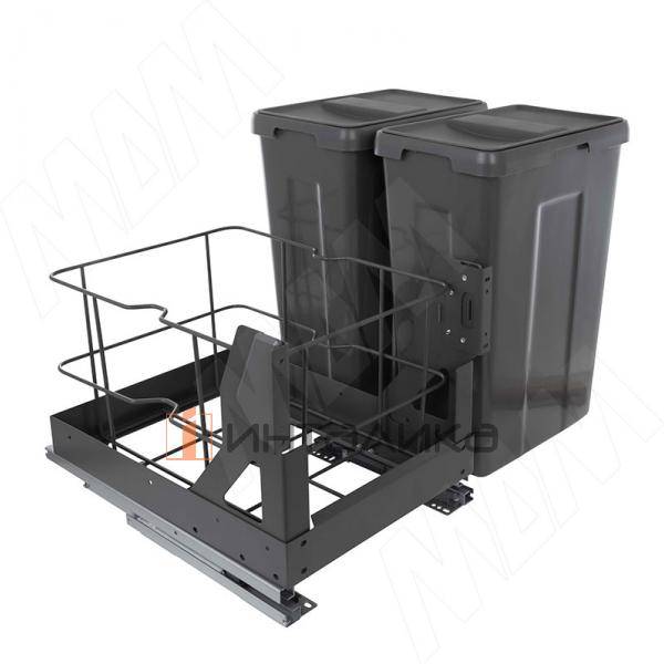 MOVEBOX F40 Система сортировки и хранения, платформа, 2 емкости (2x21), креп. фасада, полн.выдв., плавн.закр., графит – 2