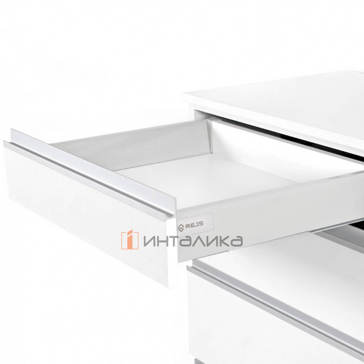 Фасадный ящик стандартный Rejs Comfort Box Soft Close полное выдвижение, H86, NL450, G35, белый