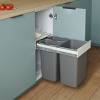 Превью Выдвижная система мусорных ведер Rejs JC601 в корпус 400, H440, ведра 2х9 л и 1х20 л, серый – 2