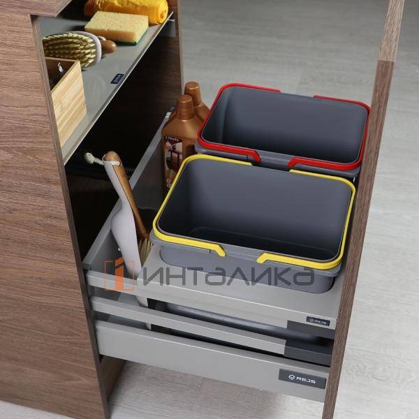 Рама с крышкой для 2 мусорных ведер Rejs Sorte, в корпус 600 мм, серый – 4