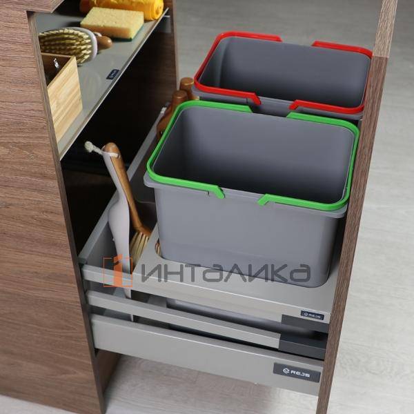 Рама с крышкой для 2 мусорных ведер Rejs Sorte, в корпус 600 мм, серый – 5